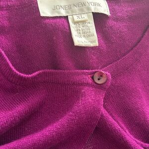 EUC Jones New York Women's Purple Sweater One Button Cardigan Long Sleeves